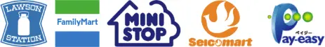 LAWSON,FamilyMart,MINI STOP,Seicomart,Pay-easy